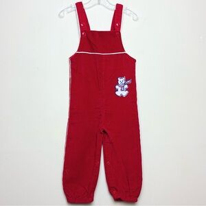 Vintage Sears Red Corduroy Overalls Polar Bear Infant Large 18-24 Months Holiday
